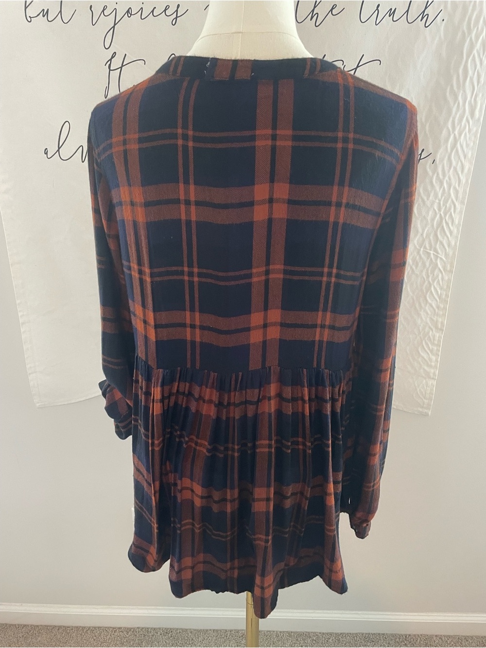 Altar'd State Navy & Rust/Copper Babydoll Top - Picture 4 of 6